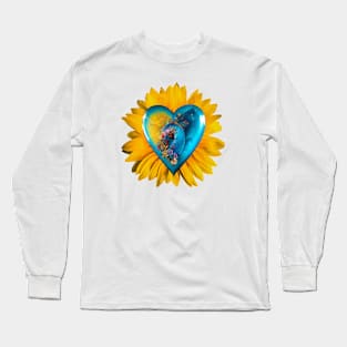 Sunflower Birdy Heart Long Sleeve T-Shirt